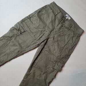 Evereve Women's Size 28 Linen Blend Cargo Jogger Pant Green
